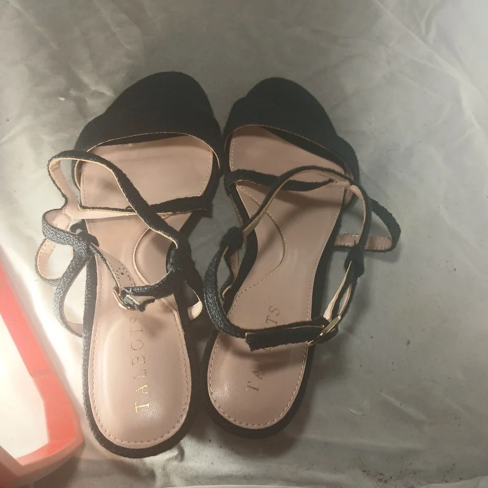 Talbots Black Woven Espadrille Wedge‎ Sandals Women's Size 8.5M